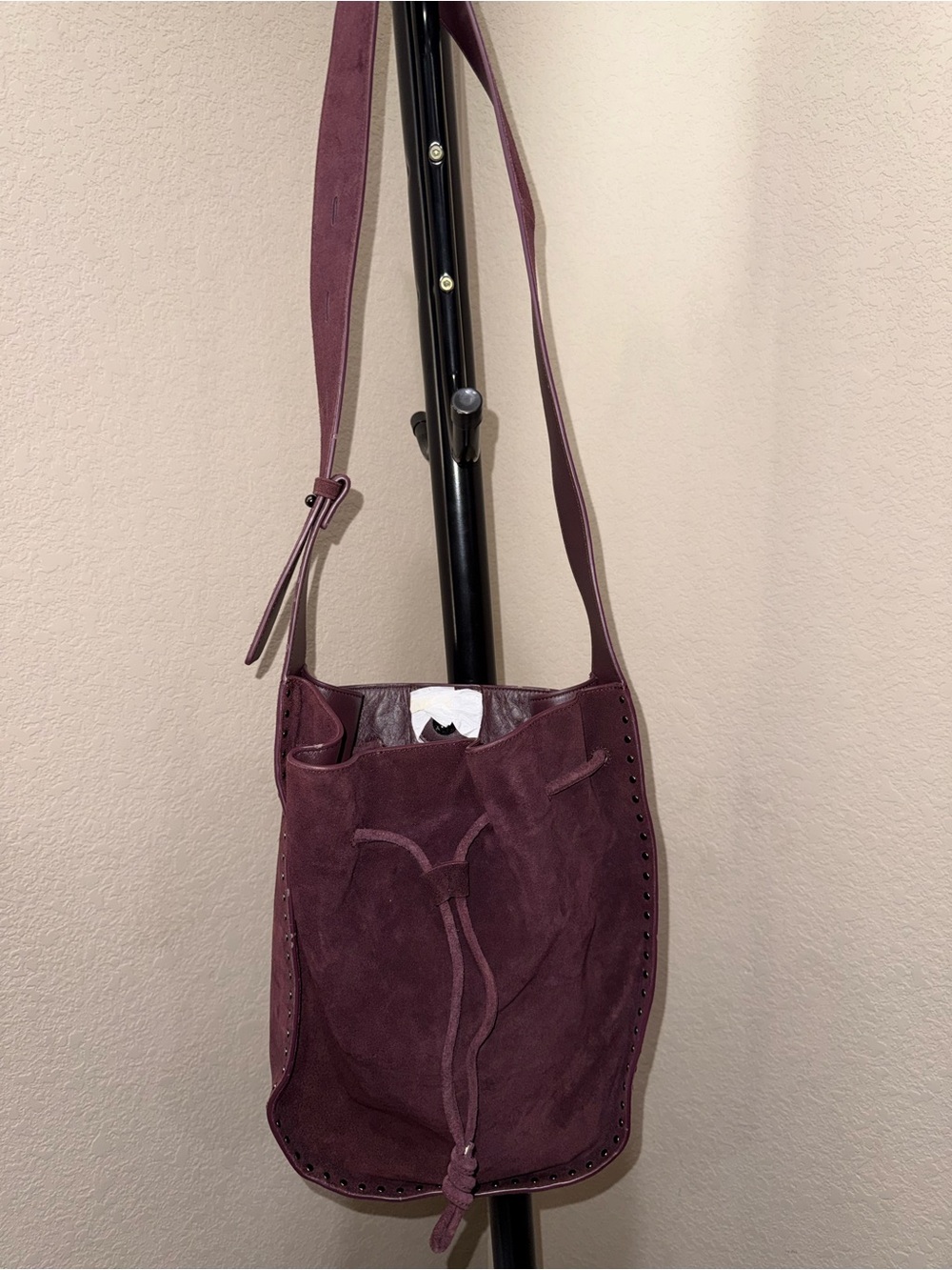 Rebecca Minkoff Plum Suede Drawstring Shoulder Bag